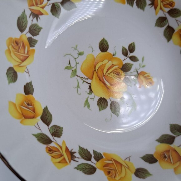 Ridgway Ironstone Golden Rose Dessert Bowl With Yellow Floral Design & Gold Trim - Picture 6 of 9